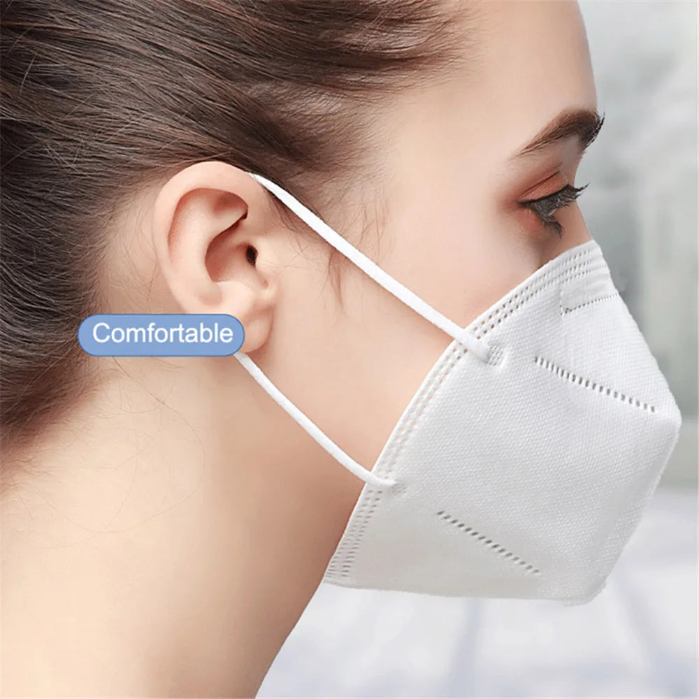 FFP2 Face Mask KN95 Facial Mascarillas 5 Layers Filter Masks Filtration Mouth Mask White Adult Protective Respirator Black Masks
