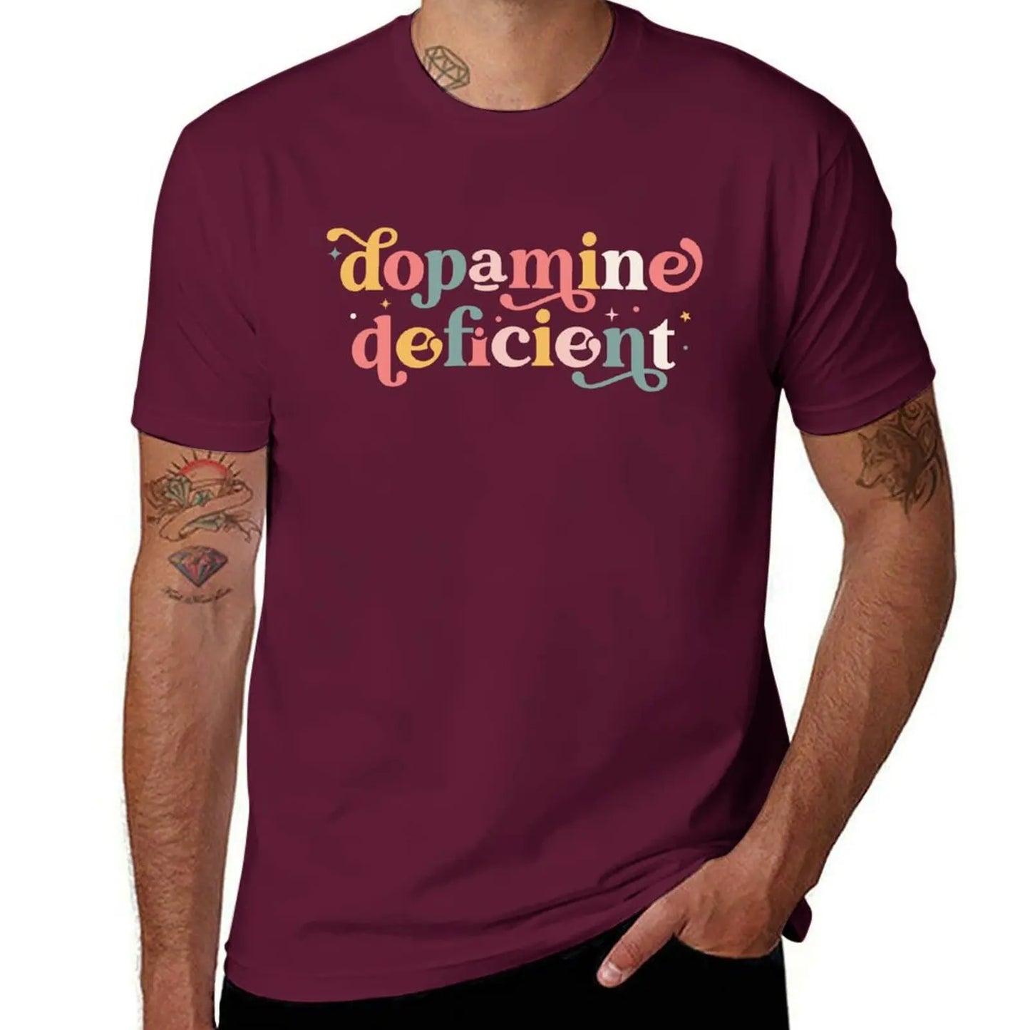 Dopamine Deficient Funny Neurodivergence ADHD T-Shirt plain cute clothes mens workout shirts