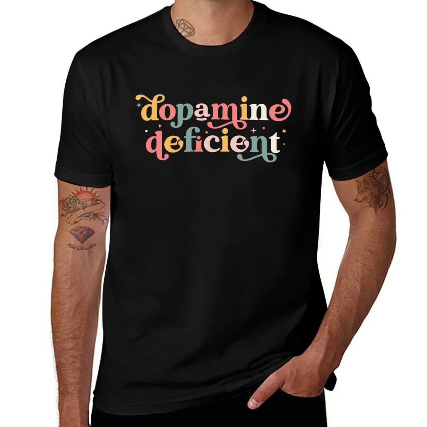 Dopamine Deficient Funny Neurodivergence ADHD T-Shirt plain cute clothes mens workout shirts