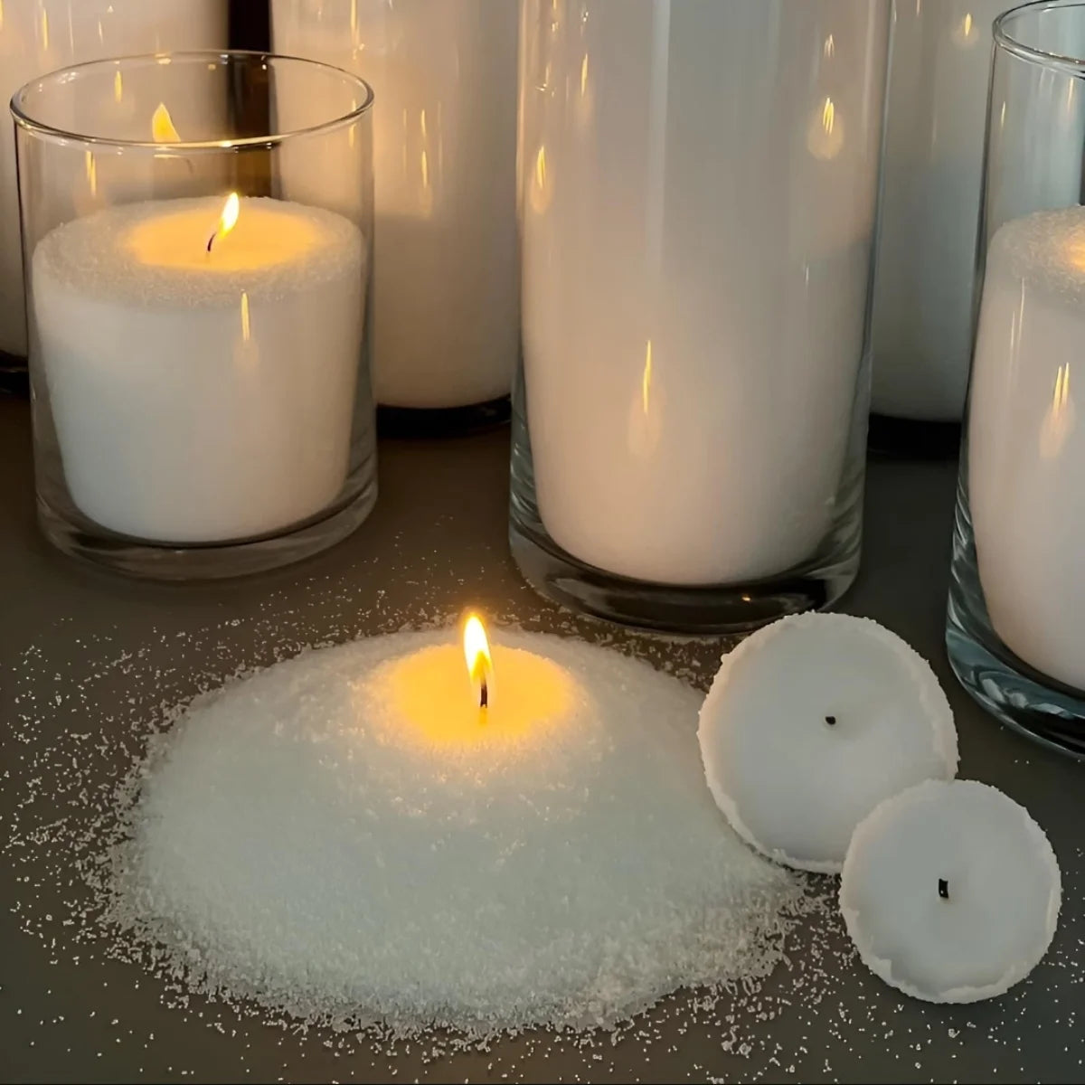 Self-Extinguishing Sand & Pearl Candle