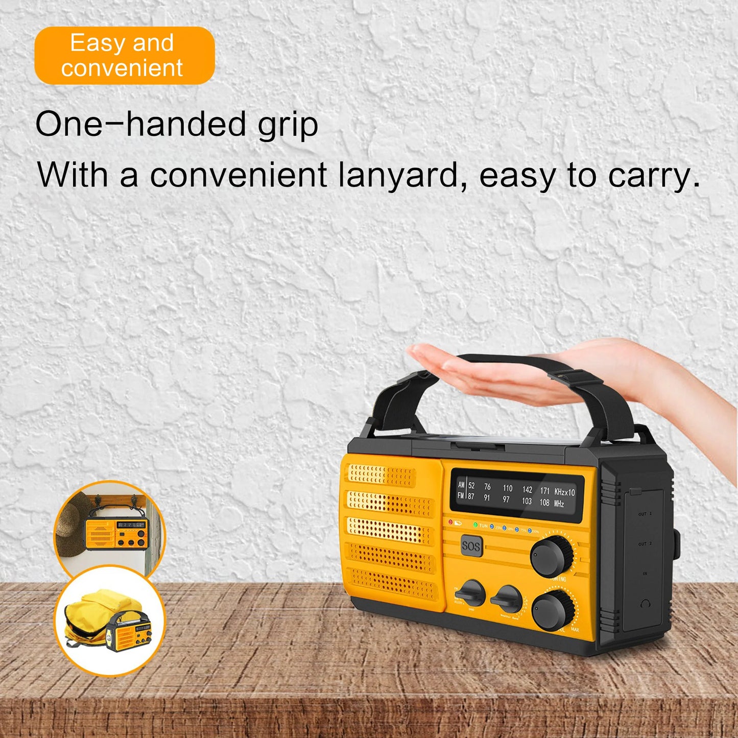 Hand Crank AM/FM/WB,Outdoor Flashlight,Can Be Hand-cranked Charging,Solar Charging and USB-C Charging, with SOS Alarm Function